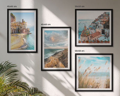 Set de 4 cuadros para salón Paisajes playa ciudad acantilados