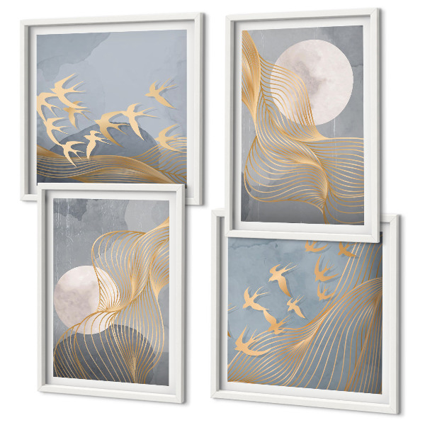 Galería de pared Círculos abstractos de ondas grises