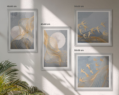 Galería de pared Círculos abstractos de ondas grises