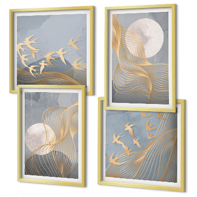 Galería de pared Círculos abstractos de ondas grises