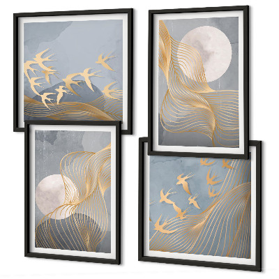 Galería de pared Círculos abstractos de ondas grises