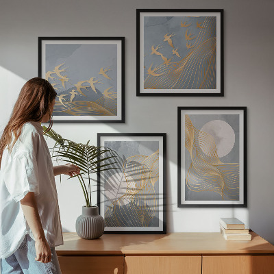 Galería de pared Círculos abstractos de ondas grises