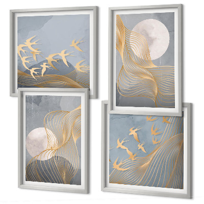 Galería de pared Círculos abstractos de ondas grises