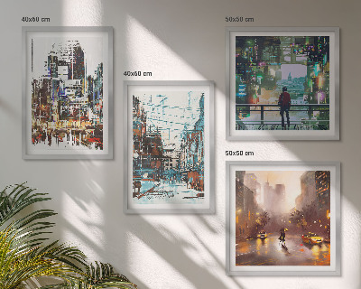 Set de 4 cuadros para salón Ciudades modernas y coloridas con personalidad