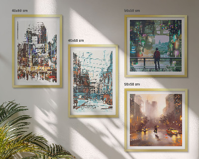 Set de 4 cuadros para salón Ciudades modernas y coloridas con personalidad