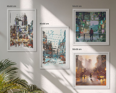 Set de 4 cuadros para salón Ciudades modernas y coloridas con personalidad