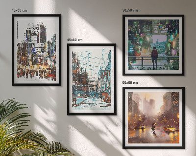Set de 4 cuadros para salón Ciudades modernas y coloridas con personalidad