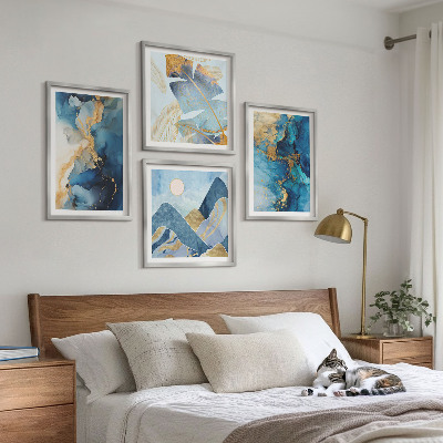 Galería de pared Patrones dorados de las montañas azules