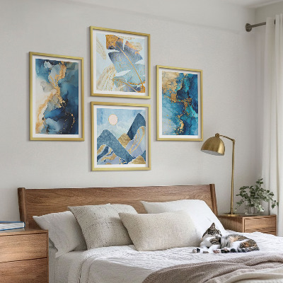 Galería de pared Patrones dorados de las montañas azules