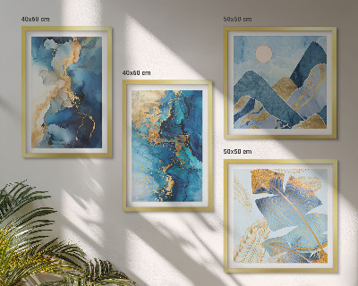 Galería de pared Patrones dorados de las montañas azules