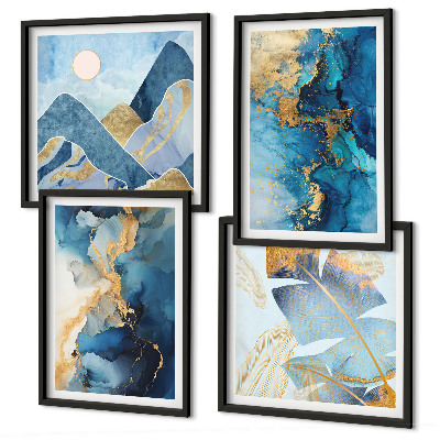 Galería de pared Patrones dorados de las montañas azules