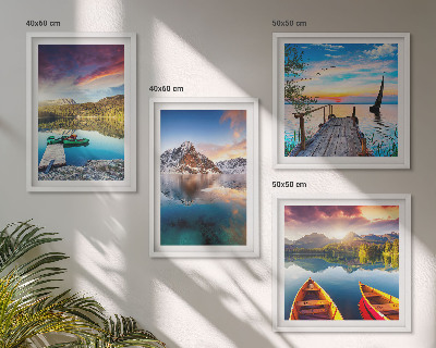 Set de cuadros modernos para salón Lagos, montañas, paisaje, barco