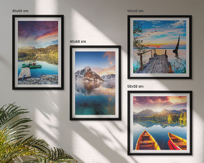 Set de cuadros modernos para salón Lagos, montañas, paisaje, barco
