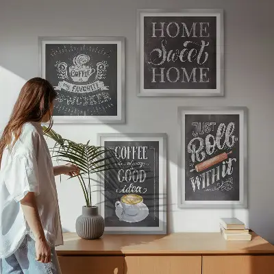 Galería de pared cuadro decorativo con motivo de rodillo de café para el hogar