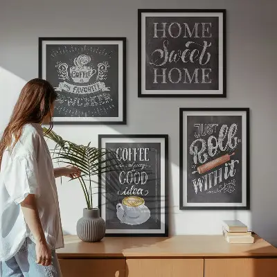 Galería de pared cuadro decorativo con motivo de rodillo de café para el hogar