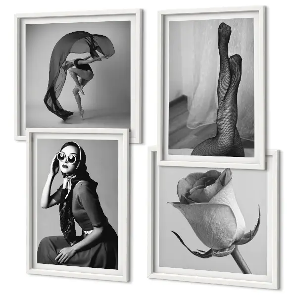 Set de cuadros modernos para salón con retratos de mujeres elegantes