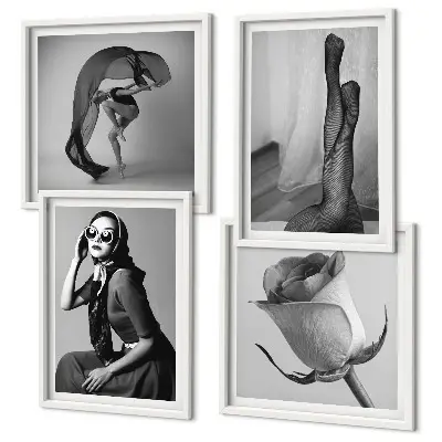 Set de cuadros modernos para salón con retratos de mujeres elegantes