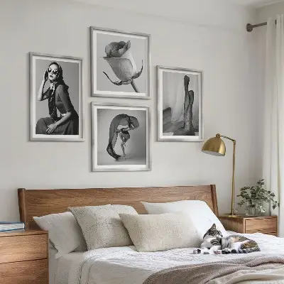 Set de cuadros modernos para salón con retratos de mujeres elegantes