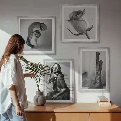 Set de cuadros modernos para salón con retratos de mujeres elegantes