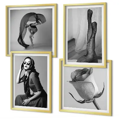 Set de cuadros modernos para salón con retratos de mujeres elegantes