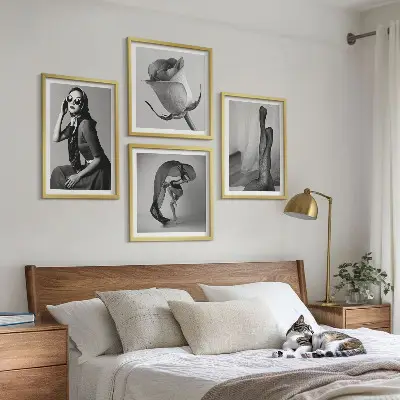 Set de cuadros modernos para salón con retratos de mujeres elegantes