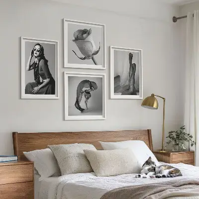 Set de cuadros modernos para salón con retratos de mujeres elegantes