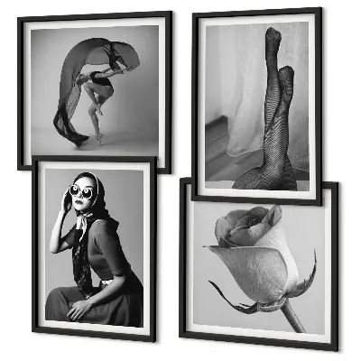 Set de cuadros modernos para salón con retratos de mujeres elegantes