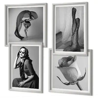 Set de cuadros modernos para salón con retratos de mujeres elegantes