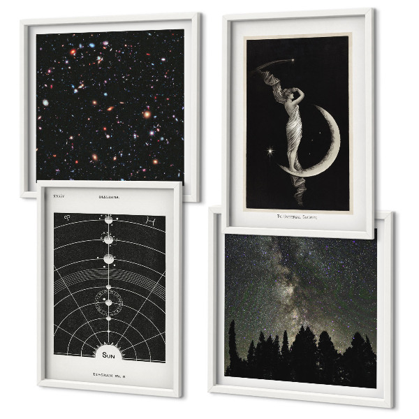 Set de 4 cuadros para salón galaxia del sistema solar