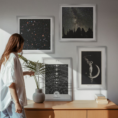 Set de 4 cuadros para salón galaxia del sistema solar