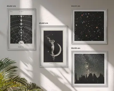 Set de 4 cuadros para salón diseño de galaxia del sistema solar