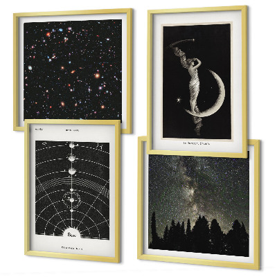 Set de 4 cuadros para salón galaxia del sistema solar