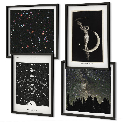 Set de 4 cuadros para salón galaxia del sistema solar
