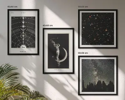 Set de 4 cuadros para salón diseño de galaxia del sistema solar