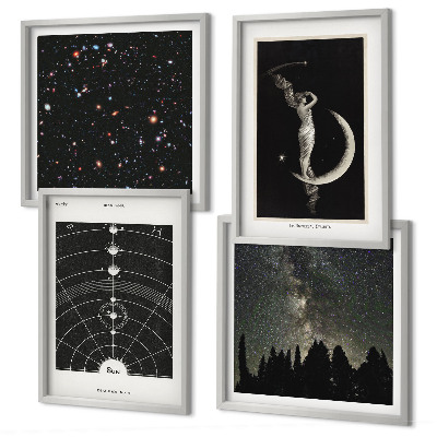 Set de 4 cuadros para salón galaxia del sistema solar