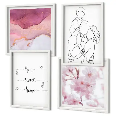 Set de 4 cuadros de flores estilo minimalista para salón
