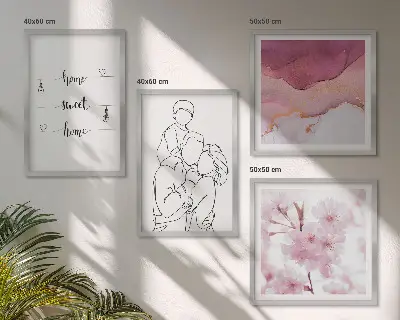 Set de 4 cuadros de flores estilo minimalista para salón