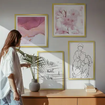 Set de 4 cuadros de flores estilo minimalista para salón