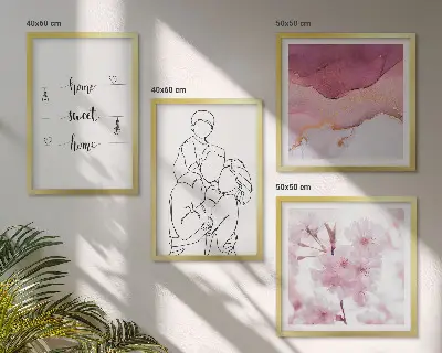 Set de 4 cuadros de flores estilo minimalista para salón