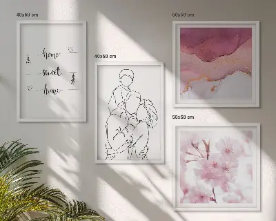 Set de 4 cuadros de flores estilo minimalista para salón