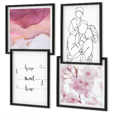 Set de 4 cuadros de flores estilo minimalista para salón