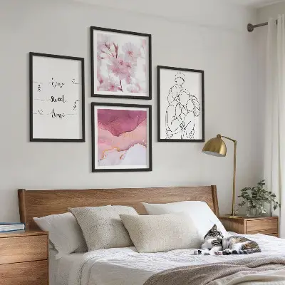 Set de 4 cuadros de flores estilo minimalista para salón