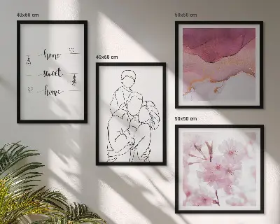 Set de 4 cuadros de flores estilo minimalista para salón