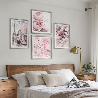 Galería de pared Paisaje romántico con flores rosas