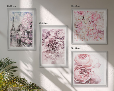 Galería de pared Paisaje romántico con flores rosas