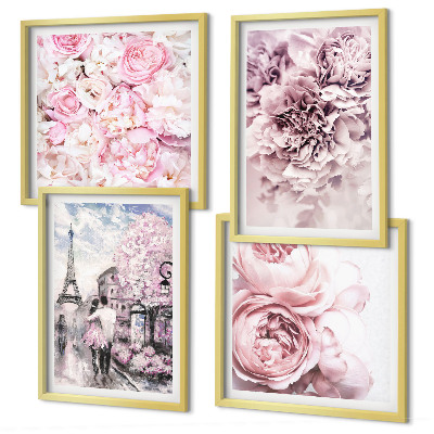 Galería de pared Paisaje romántico con flores rosas