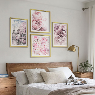 Galería de pared Paisaje romántico con flores rosas