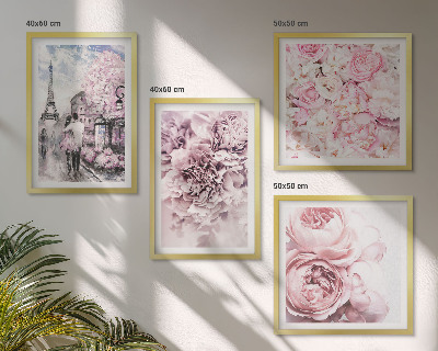 Galería de pared Paisaje romántico con flores rosas