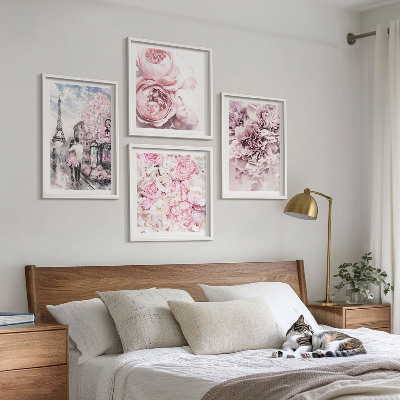 Galería de pared Paisaje romántico con flores rosas