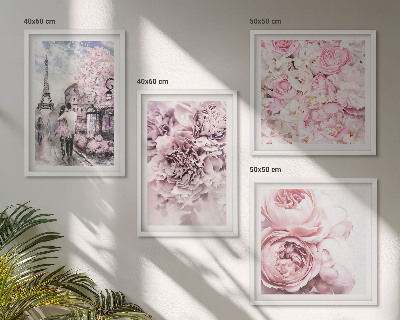 Galería de pared Paisaje romántico con flores rosas